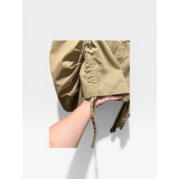 Revolve Lovers and Friends Crop Top Khaki Ruched Puff Sleeve Regencycore Small - Image 9