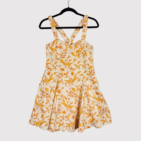 Anthropologie Maeve Dress Yellow Sweetheart Mini Floral Tank Smocked Boho XS - Image 2