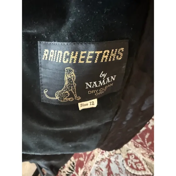 VTG Raincheetahs Black Velvet Faux Fur Long Opera Coat Belted Sz 12‎ Penny Lane - Image 5