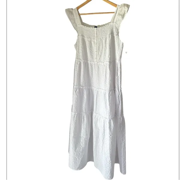 Old Navy White Sleeveless Sundress with Square Neck smocked Large NEW - Image 6