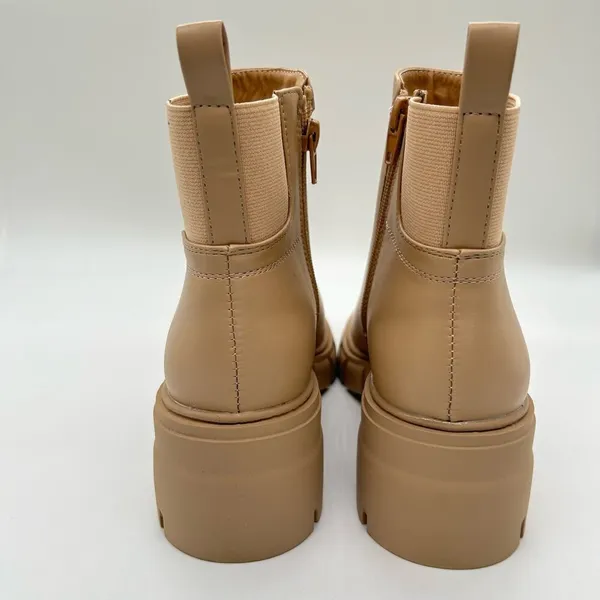 Vodvob Boots Womens 7.5 Tan Chelsea Fashion Lug Sole Ankle‎ Chunky Heel Boots - Image 6