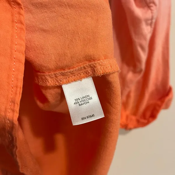 J. Jill Blouse Top Button Front Shirt Pink Orange Gradient Linen Blend Size XL - Image 5