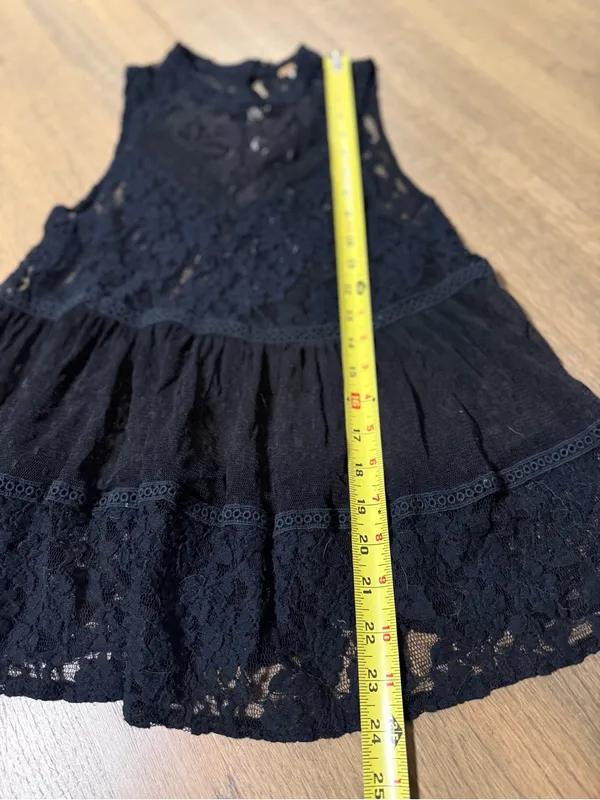 Free People Black Lace Sheer Layering Top Size Small - Image 2