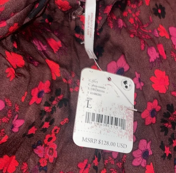 NWT free people red floral mini dress - Image 3