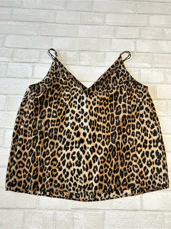 H&M Leopard Print Satin Cami Top - Brown and Black - Image 2