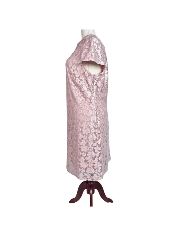 Scarlett Nite Lace Overlay MOB Cocktail Dress Pink 20W Floral Wedding Tea Shower - Image 6