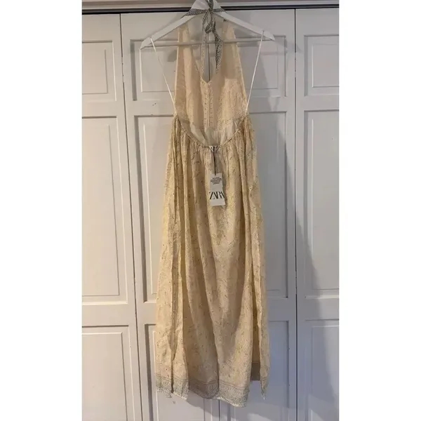 Zara NWT crochet combo maxi halter dress size small - Image 4