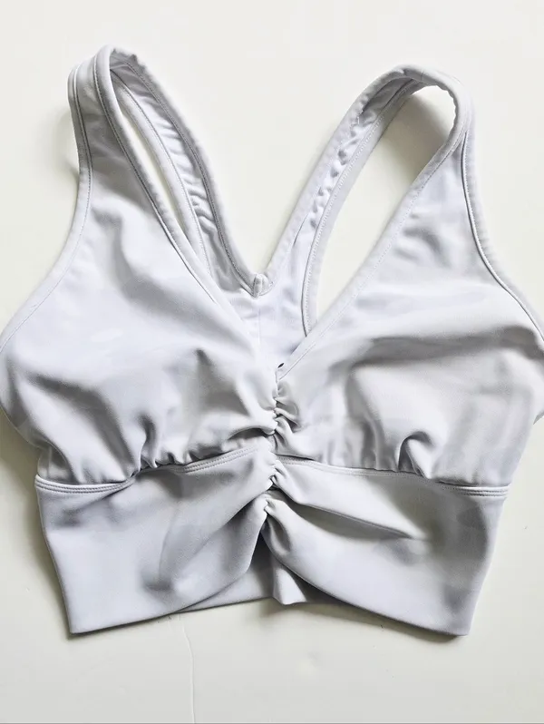 Alo Yoga Wild Thing Sports Bra Womens Small White Ruched Racerback Gym Workout - Image 3