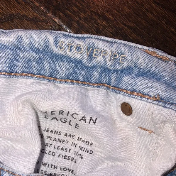American eagle stove pipe jeans distressed size 8 long - Image 5