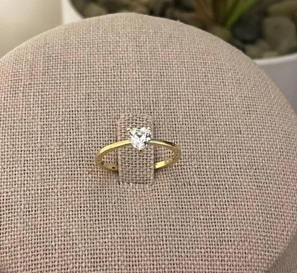 Sterling Silver SIZE 9 18kt Gold Plated 925 Dainty Heart Cubic Zirconia Sparkling Ring - Image 8