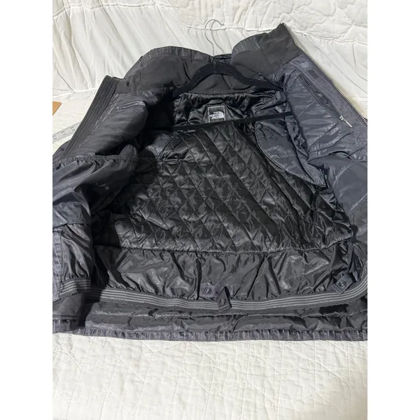 The North Face Womens L/G‎ Insulated Jacket Gray Pinstripe Hooded Zip Up - Image 7