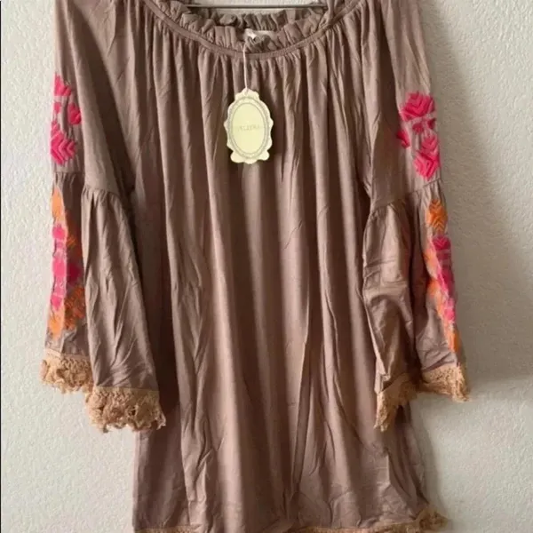 🆕Velzera Floral Embroidered Tassel Peasant Dress Boho L🆕 - Image 5