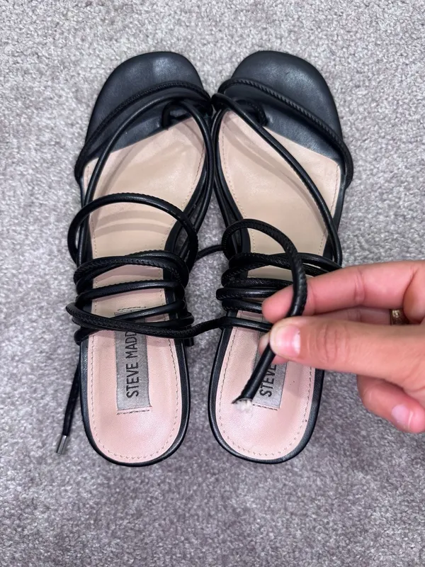 Steve Madden Heeled Sandals Black Strappy Tie Up - Image 6