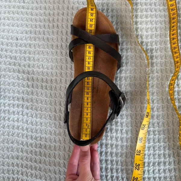 Papillio Birkenstock Womens Black Leather Sandals 9 Strappy Summer Wedge Shoes - Image 11
