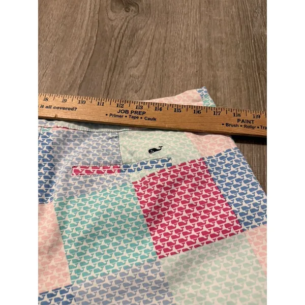 Vineyard Vines Target Patchwork Plaid Whale Cotton 4" Shorts‎ Stretchy 12 - Image 4