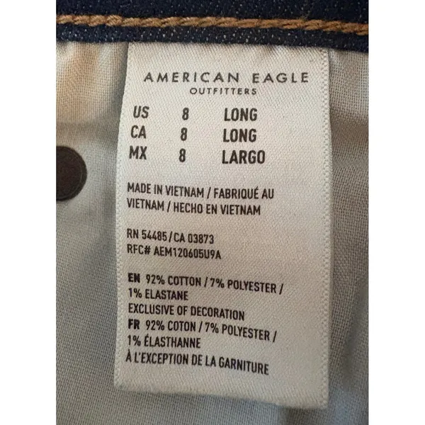 American Eagle Flare Jeans Womens 8 Long Blue Excellent Super Hi-Rise Stretch - Image 6