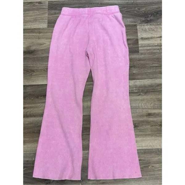 Sunnyside by Sundry Waffle Knit Pink Flare Lounge Pants Women’s Medium - Image 2