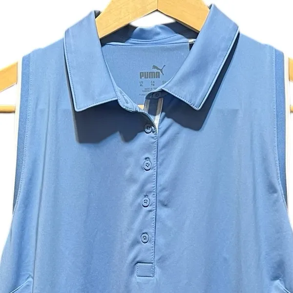 Puma Golf‎ Mattr Peak Sleeveless Polo Light Blue Polo Size XL - Image 2
