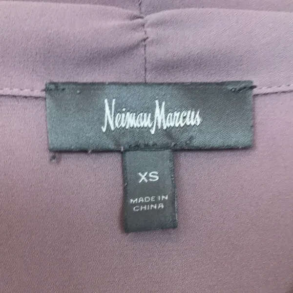 Neiman Marcus Women’s Chiffon Neck Tie Button-Up Lilac Long Sleeve Blouse - Image 8