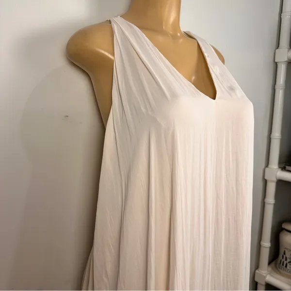 Zara Long Flowy Dress Crochet Back Sz M / L Cream Sleeveless Beach - Image 4