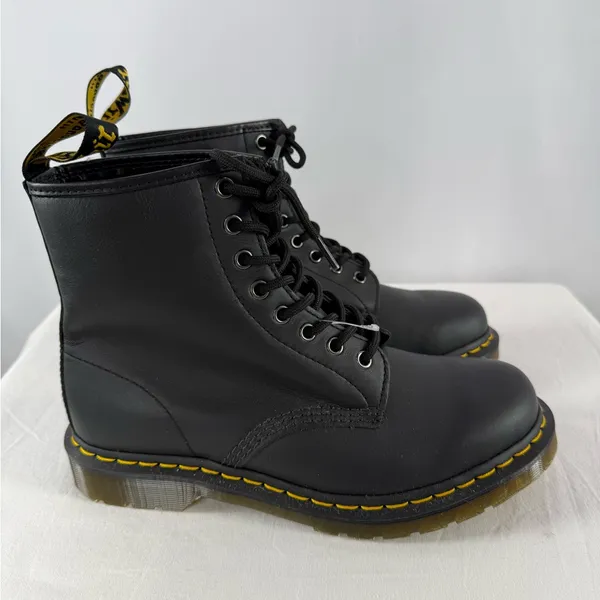 NEW Dr. Martens Smooth Leather Lace Up Boots in Black Size Woman's‎ 10 Mens 9 - Image 3