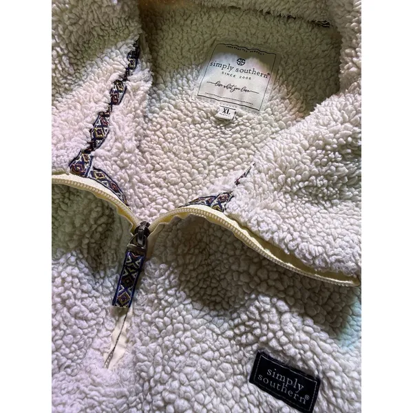Simply Southern White Sherpa 1/4 Zip Size XL Fall Winter wear Comfy, (d12) - Image 6