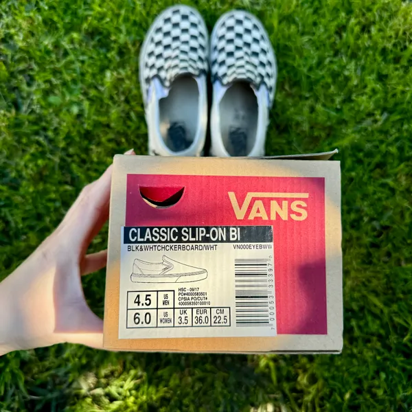 Vans Black & White Checkered Board Slip Ons - Image 3