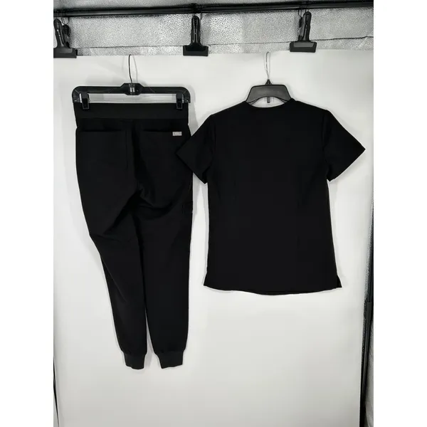 FIGS Scrub Set One Pocket Catarina Top Womens XXS Black Zamora Jogger Pants - Image 2