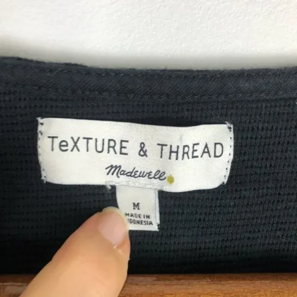 Madewell Texture & Thread Long Sleeve Tie-front Black Top - Image 6