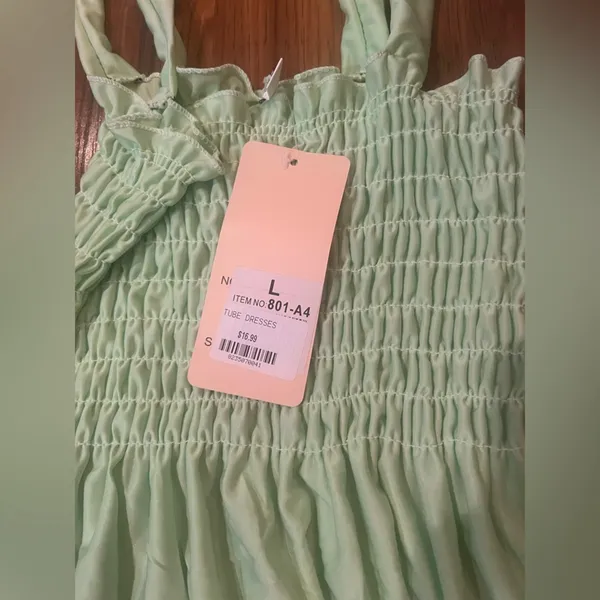 Light Green Strapless Dress Size L - Image 2