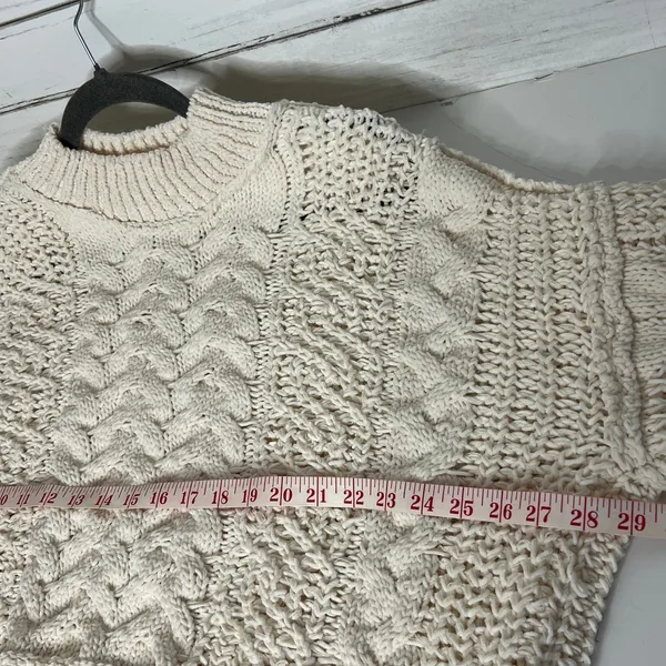 POL Chunky Knit Crew Neck Pullover Sweater Cream Size Small - Image 4