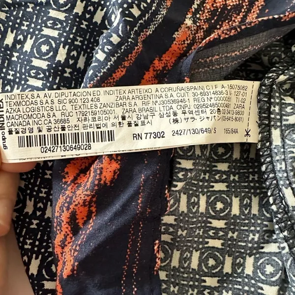 Zara Basic Moroccan Printed Blue/ orange pattern Tunic Dress Size Small - Image 11