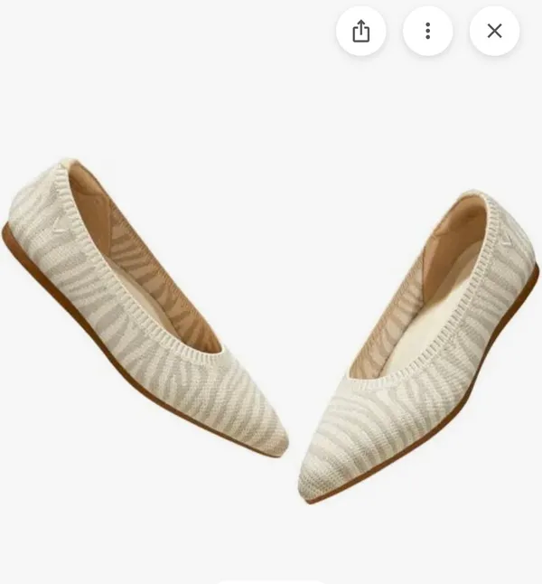 Vivaia | Pointed Toe Ballet Flats Aria 5* In Zebra Nude Print Size 9 Us Eur 40 - Image 2