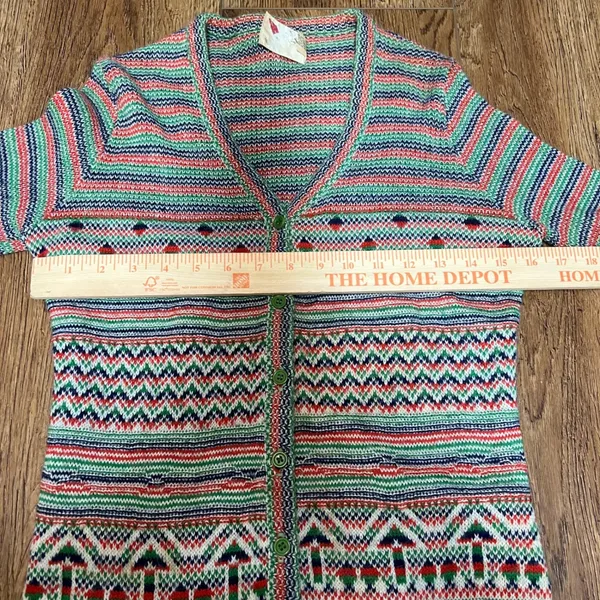VTG Retro Knit‎ Cardigan Sweater USA Made Union Colorful Button Up Wool Womens S - Image 5