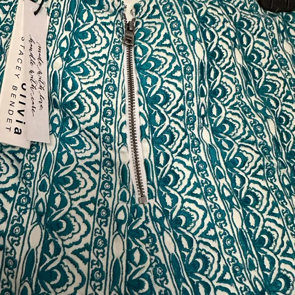 Alice + Olivia Sherri Embroidered Stretch Cotton Shorts White/Ocean Blue NWT 4 - Image 5