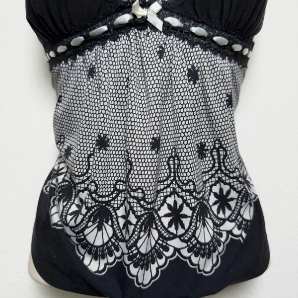 Studio Donatella‎ Women Whimsigoth Babydoll Cami Top Small Black Lace Coquette - Image 5