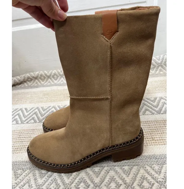 Gentle Souls Tan Suede Mid-Calf Lug Sole Zipper Brody Boots US 9 Kenneth Cole - Image 2