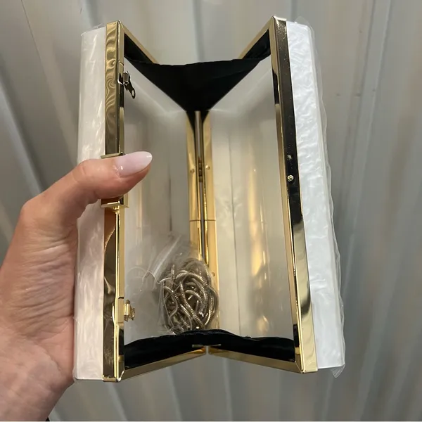 Rachel Zoe BOS Acrylic Pearl Box Bag / Clutch in White - Image 6