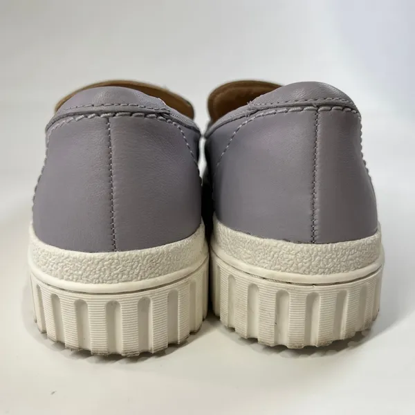 Clarks Women's Lavender Leather Loafers‎ Penny Platform Slip On Size 9.5 W EU 41 - Image 9