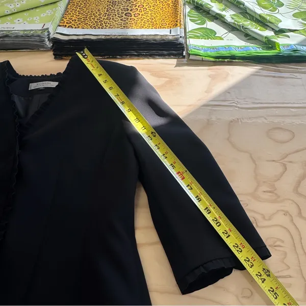 Vintage Tahari ASL Classic Career Ruffle Regular Fit Blazer Jacket Black Size 16 - Image 13