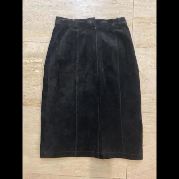 SpringWest Size 5/6‎ Suede Leather Black Suede Skirt - Image 4