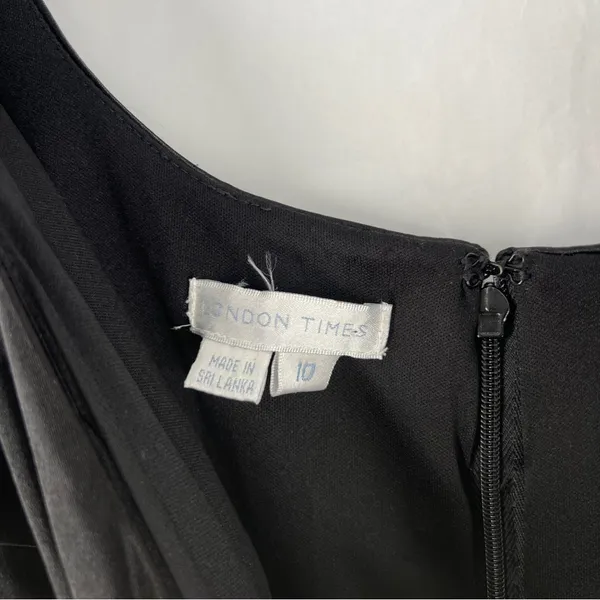 London Times Elegant Black Stretch Satin Sleeveless Sheath Dress NWT Size‎ 10 - Image 8