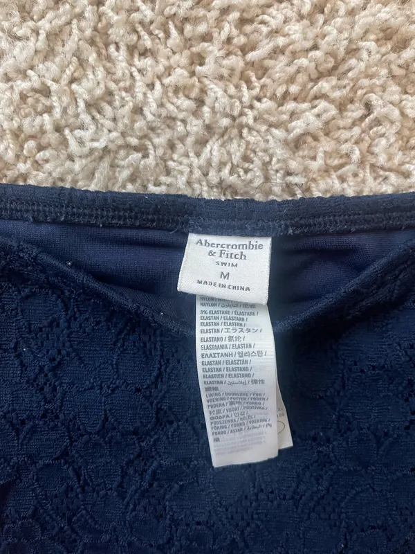Abercrombie high waisted full coverage swim bottom, navy “lace”, size medium - Image 3
