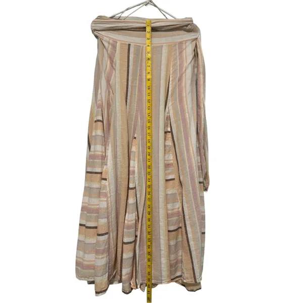 Free People Boho Striped Wrap Skirt Tie Waist Pastel Neutral. Approx S/M - Image 8