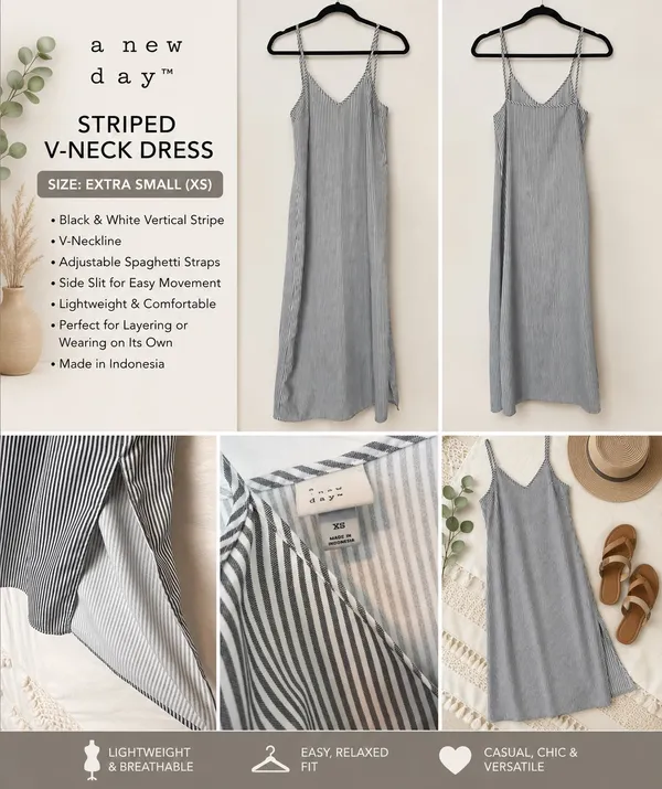 A New Day Striped V Neck Dress. XS - Image 2