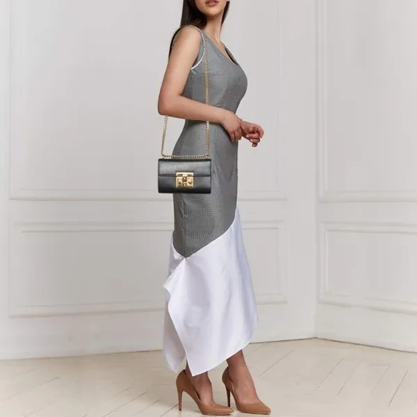 Gucci GG Black Leather Small Padlock Shoulder Bag Purse - Image 3