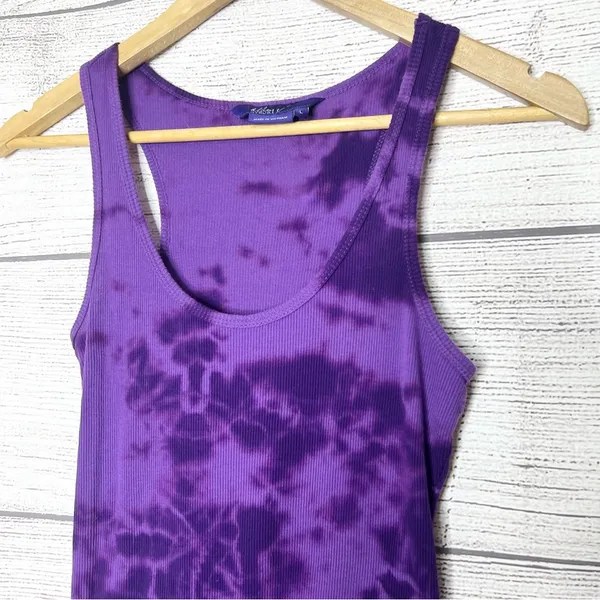 Miley Cyrus & Max Azria Long Purple Tie-Dye Tank Top Size Large - Image 3