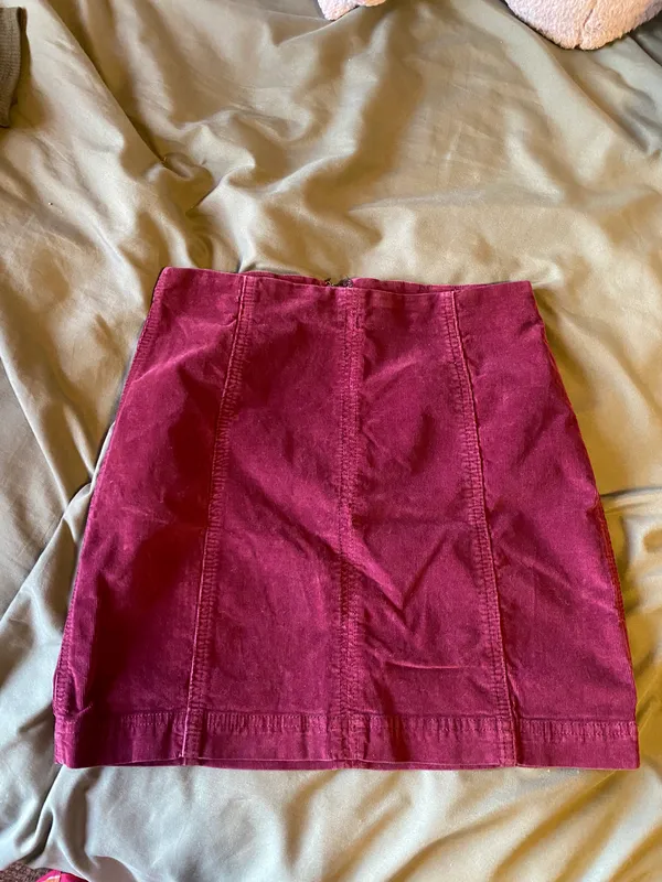 Free People Maroon Corduroy Mini Skirt - Image 5