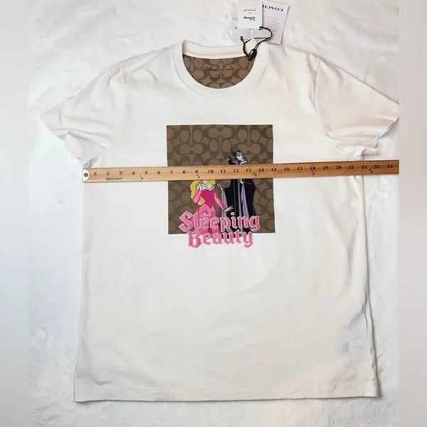NWT Disney X Coach Signature Sleeping Beauty T‎ Shirt off white size L - Image 5
