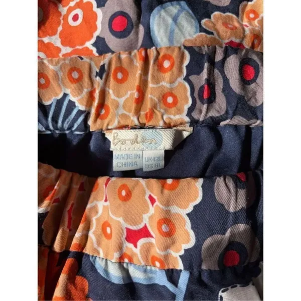 Boden Floral Print Mini Skirt Elastic Waist Navy Size 8L - Image 2